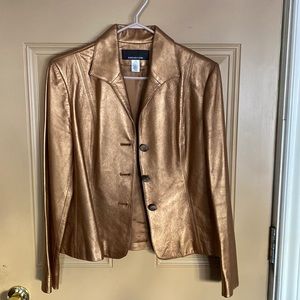 Jones New York Soft Leather Jacket in Gold/Bronze Color